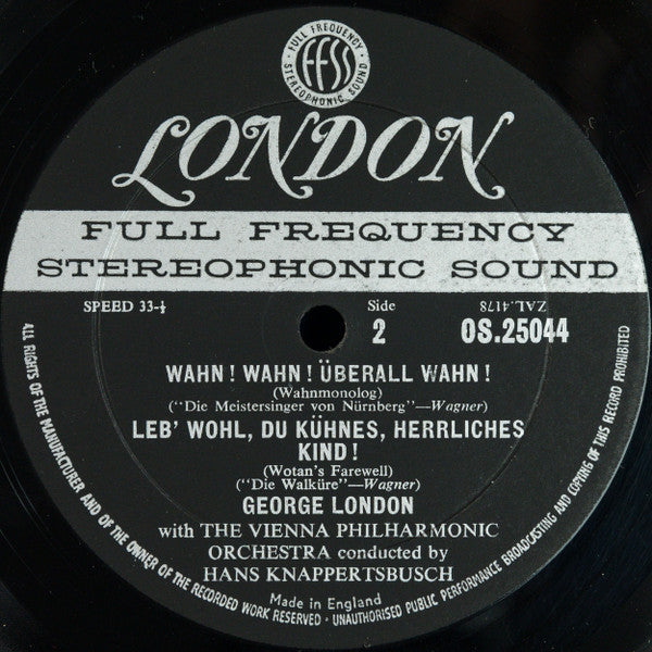 George London , Wagner* With The Vienna Philharmonic Orchestra* Conducted By Hans Knappertsbusch - Great Scenes For Bass-Baritone - LP