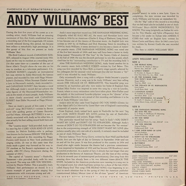 Andy Williams - Andy Williams' Best - LP