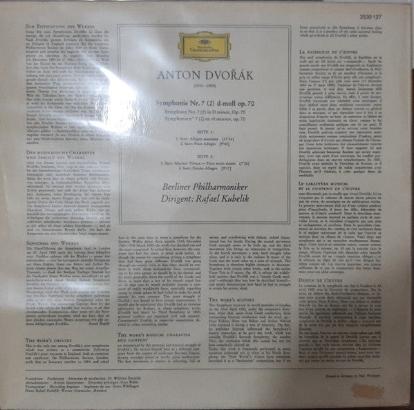 Dvořák* / Berliner Philharmoniker / Rafael Kubelik - Symphonie Nr.7 (2) - LP
