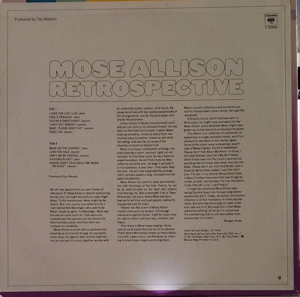 Mose Allison - Retrospective - LP