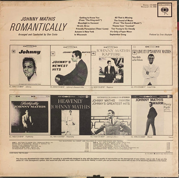 Johnny Mathis - Romantically - LP