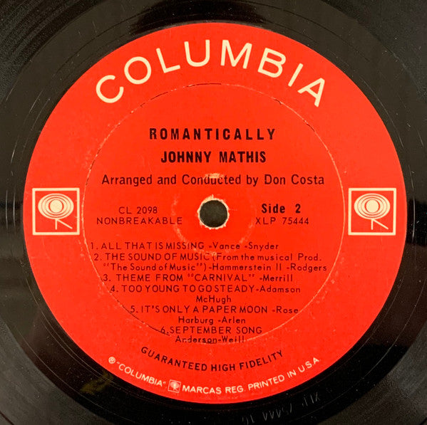 Johnny Mathis - Romantically - LP