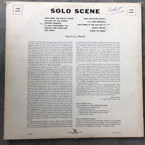 Lou Levy - Solo Scene - LP