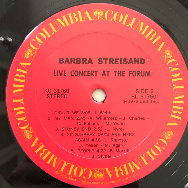Barbra Streisand - Live Concert At The Forum - LP