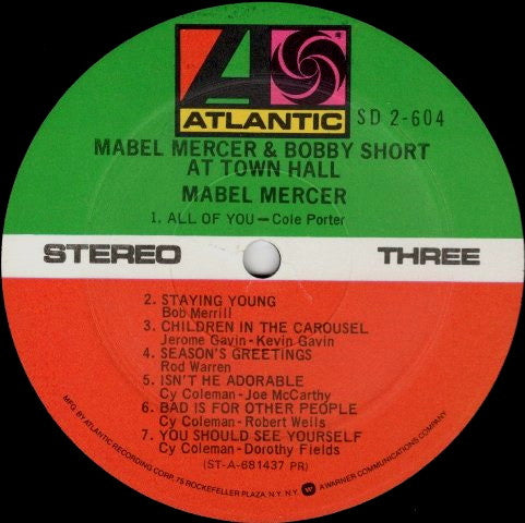 Mabel Mercer & Bobby Short - Mabel Mercer & Bobby Short At Town Hall - LP