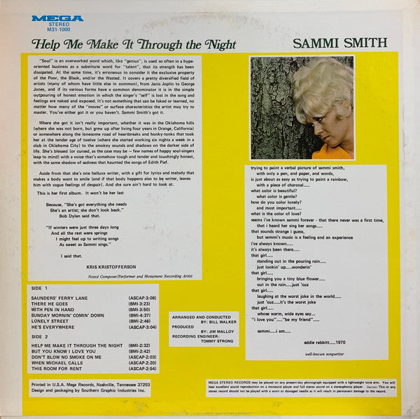Sammi Smith - Help Me Make It Through The Night - LP