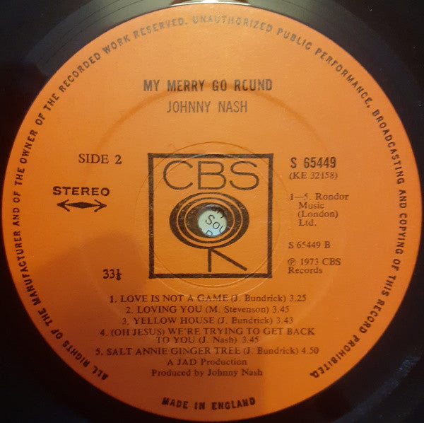 Johnny Nash - My Merry-Go-Round - LP