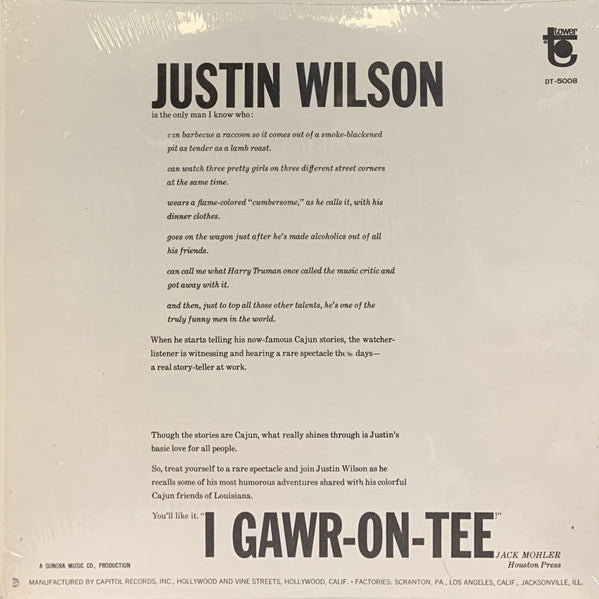 Justin Wilson - I Gawr-on-tee - LP