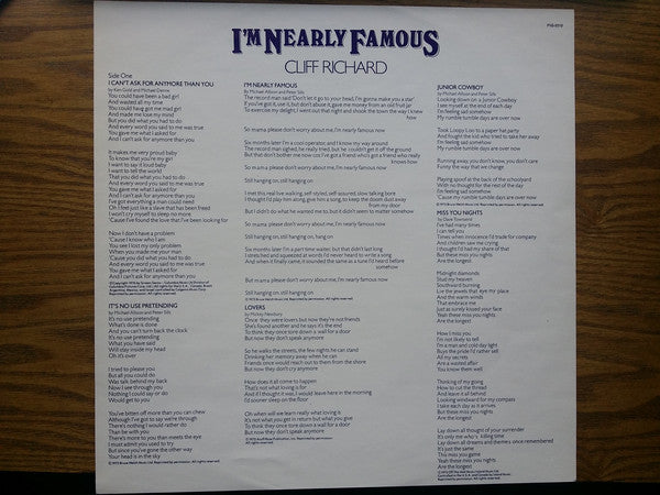 Cliff Richard - I'm Nearly Famous - LP