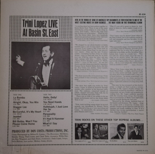 Trini Lopez - Live At Basin St. East - LP