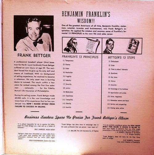 Frank Bettger - How I Raised Myself From Failure To Success In Selling - LP