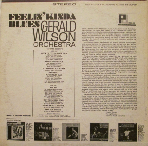 Gerald Wilson Orchestra - Feelin' Kinda Blues - LP