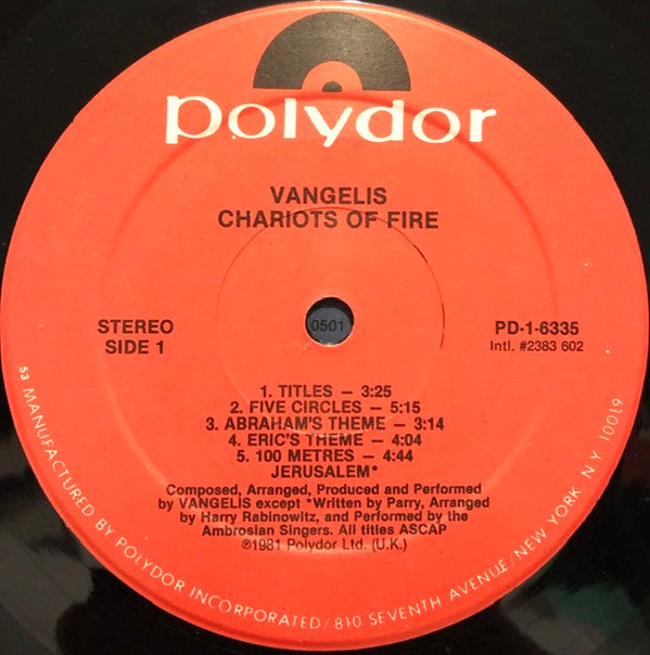 Vangelis - Chariots Of Fire - LP