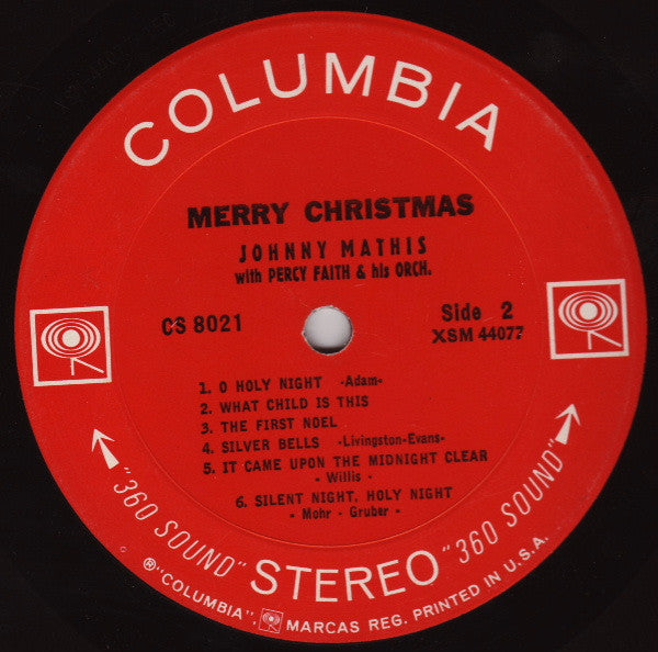 Johnny Mathis With Percy Faith And His Orchestra* - Merry Christmas - LP