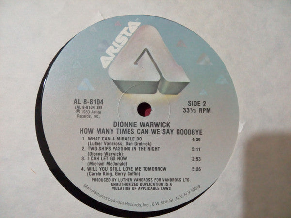 Dionne Warwick - How Many Times Can We Say Goodbye - LP
