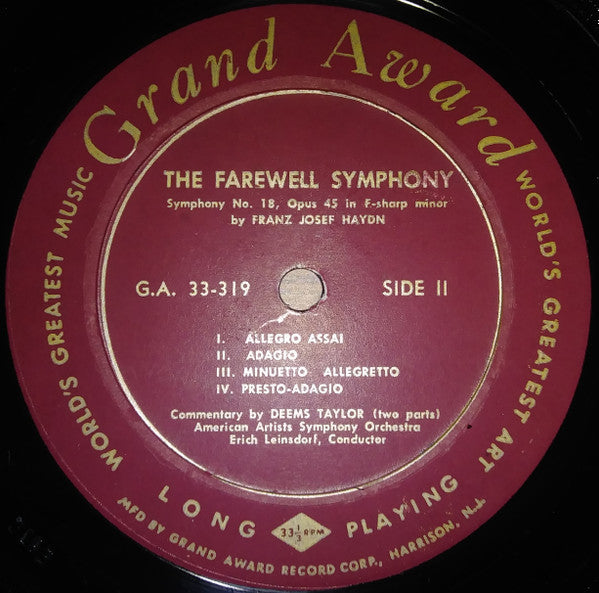 The Camerata Academica Orchestra*, American Artists Symphony* - Beethoven Symphony No. 5 In C Minor Op. 67 / The Farewell Symphony, Op. 45 By Franz Josef Haydn - LP