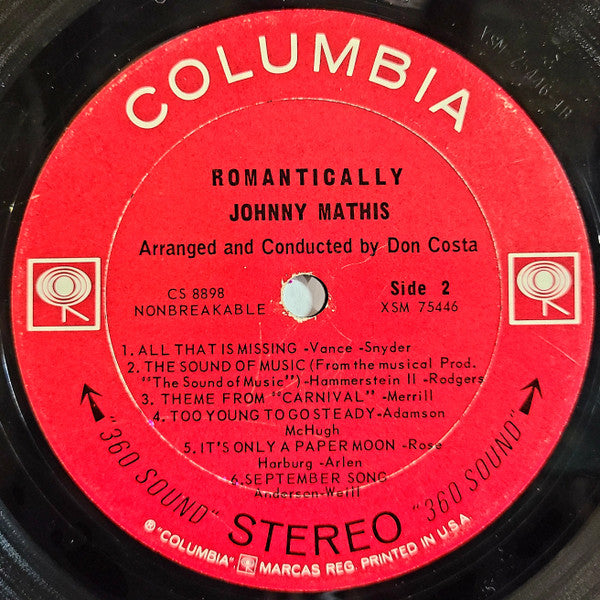 Johnny Mathis - Romantically - LP
