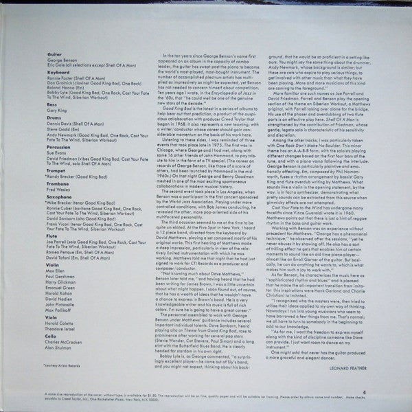 George Benson - Good King Bad - LP