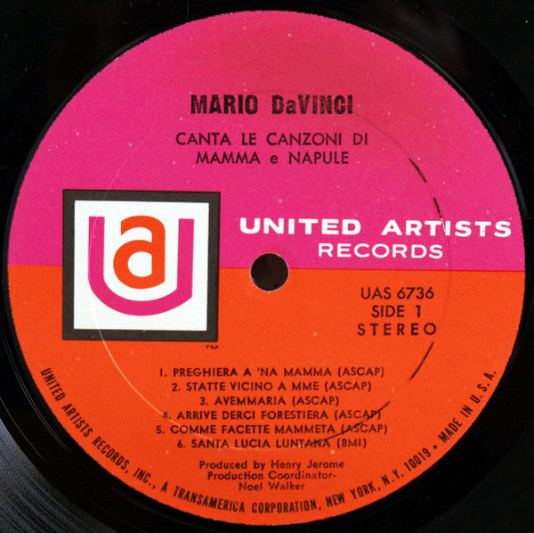 Mario Da Vinci - Canta Le Canzoni Di Mamma E Napule - LP