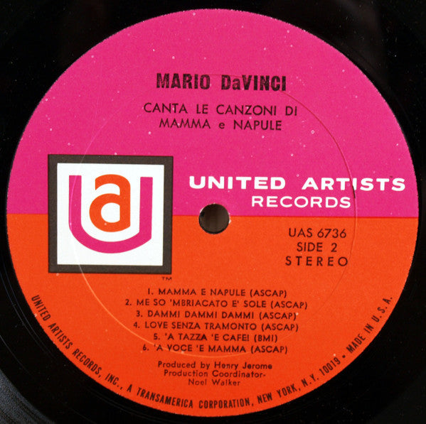 Mario Da Vinci - Canta Le Canzoni Di Mamma E Napule - LP