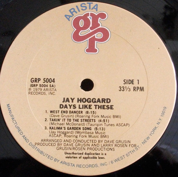 Jay Hoggard - Days Like These - LP