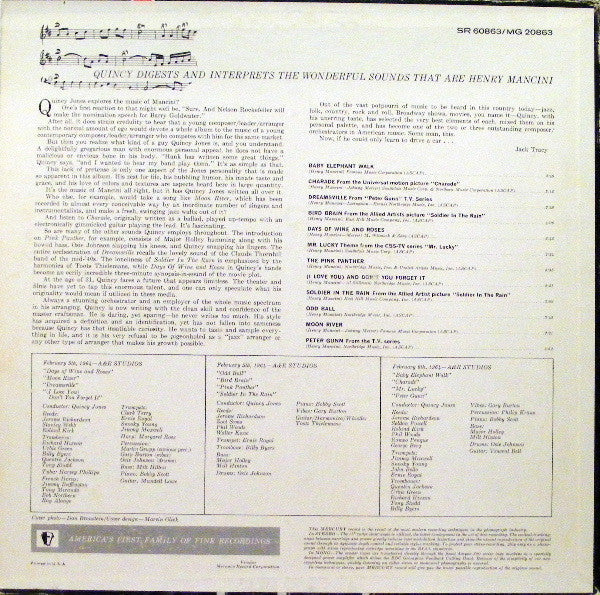 Quincy Jones - Quincy Jones Explores The Music Of Henry Mancini - LP