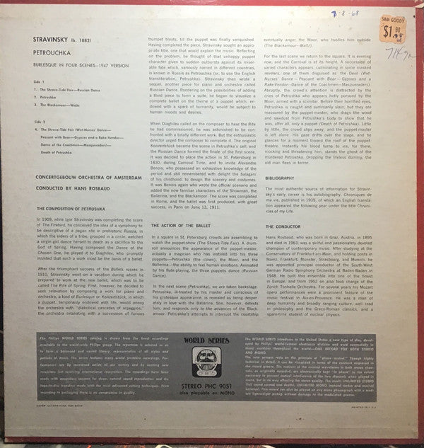 Stravinsky*, Concertgebouw Orchestra Of Amsterdam* / Hans Rosbaud - Petrouchka - LP