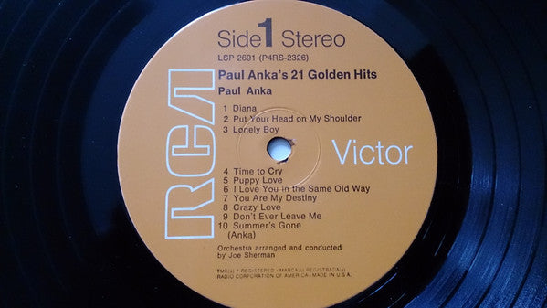 Paul Anka - Paul Anka's 21 Golden Hits - LP