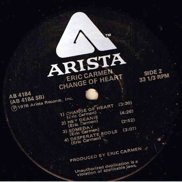 Eric Carmen - Change Of Heart - LP