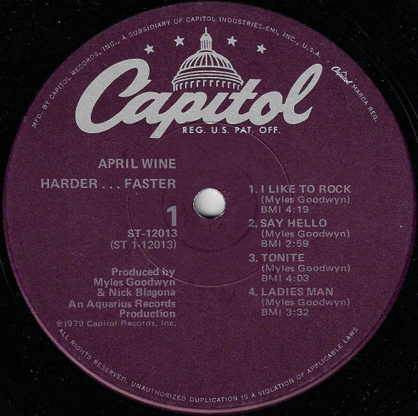 April Wine - Harder ..... Faster - LP
