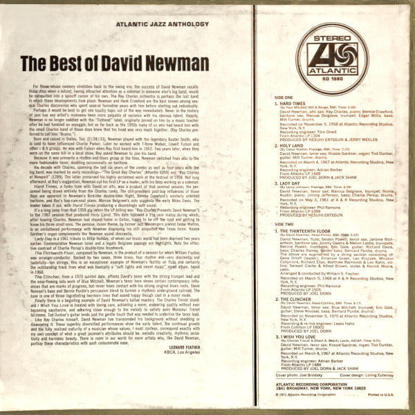 David Newman* - The Best Of David Newman - LP