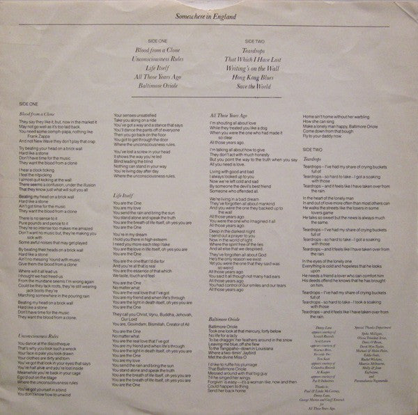 George Harrison - Somewhere In England - LP