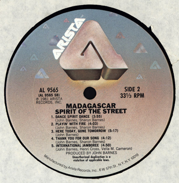 Madagascar  - Spirit Of The Street - LP