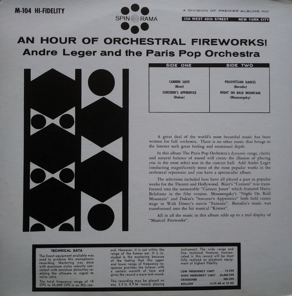 Andre Leger* And The Paris Pop Orchestra* - 1 Hour Of Orchestra Fireworks - LP