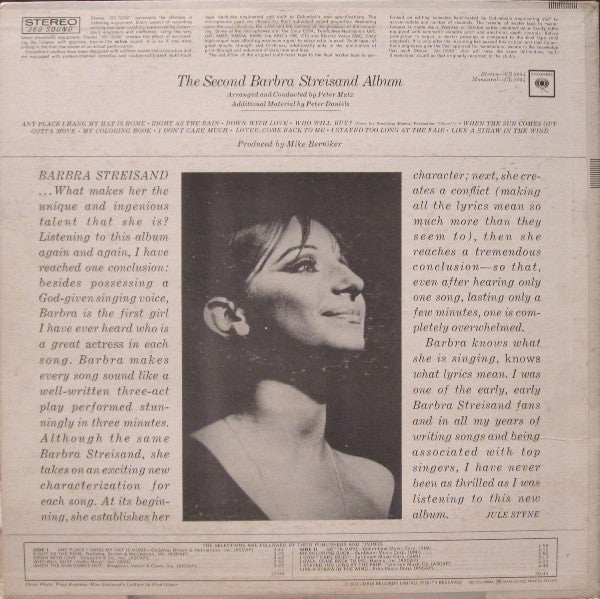 Barbra Streisand - The Second Barbra Streisand Album - LP