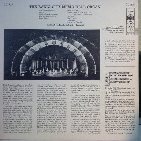Ashley Miller - The Radio City Music Hall Organ - LP