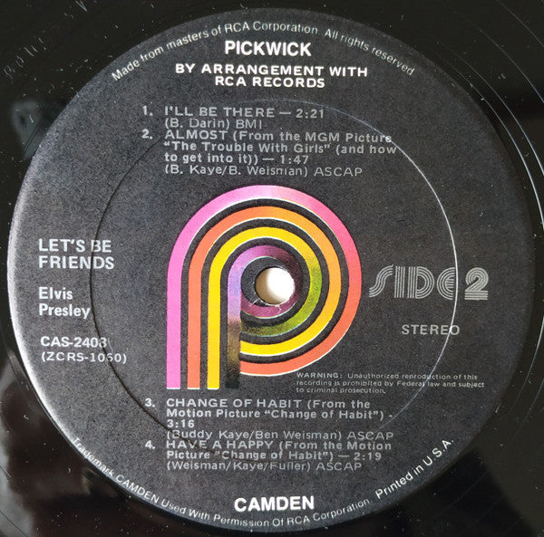 Elvis Presley - Let's Be Friends - LP