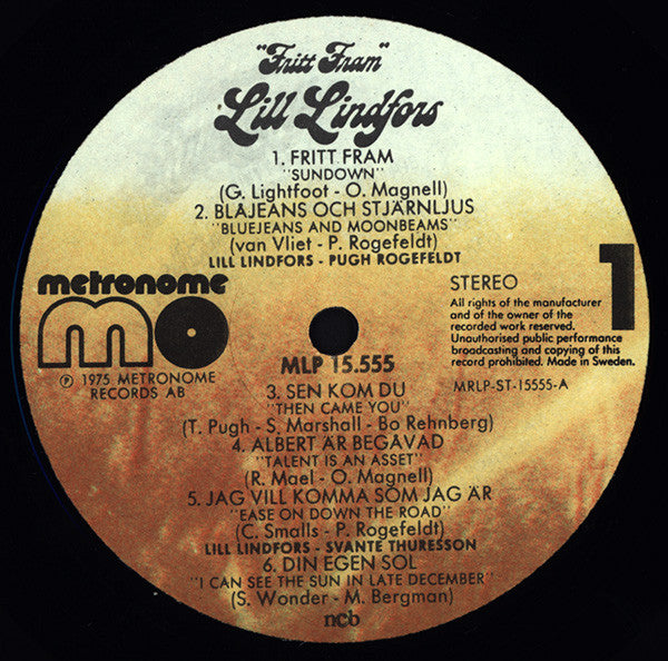 Lill Lindfors - Fritt Fram - LP