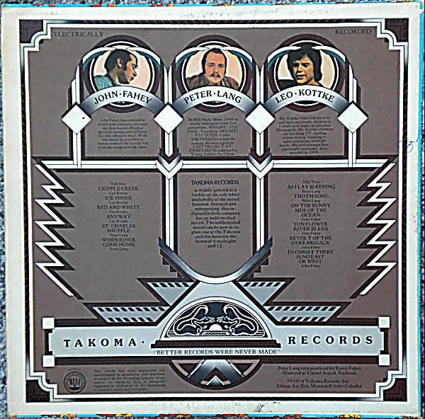 Leo Kottke / Peter Lang / John Fahey - Leo Kottke / Peter Lang / John Fahey - LP