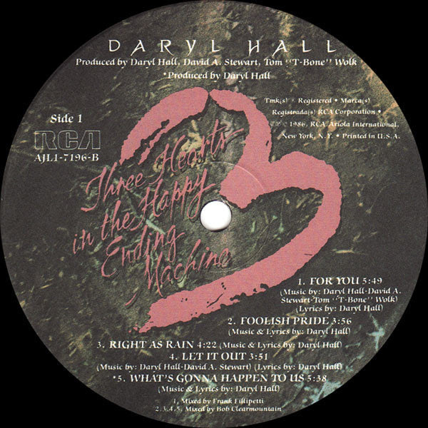Daryl Hall - Three Hearts In The Happy Ending Machine - LP