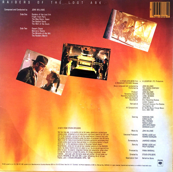 John Williams  - Raiders Of The Lost Ark (Original Motion Picture Soundtrack) - LP