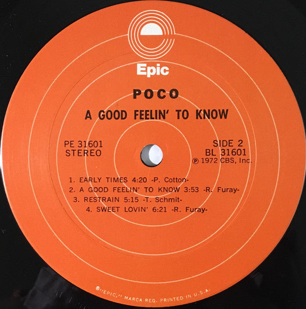 Poco (3) - A Good Feelin' To Know - LP