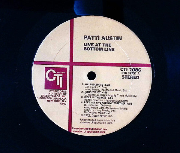 Patti Austin - Live At The Bottom Line - LP