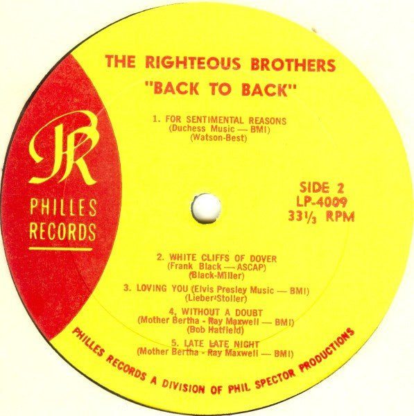 The Righteous Brothers - Back To Back - LP