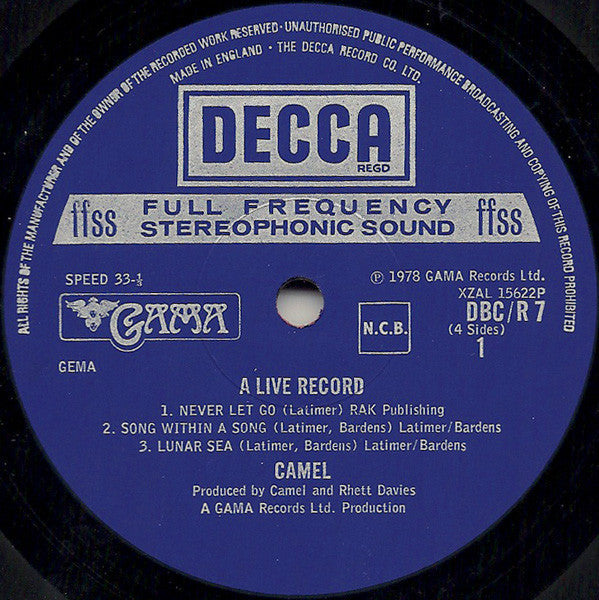Camel - A Live Record - LP