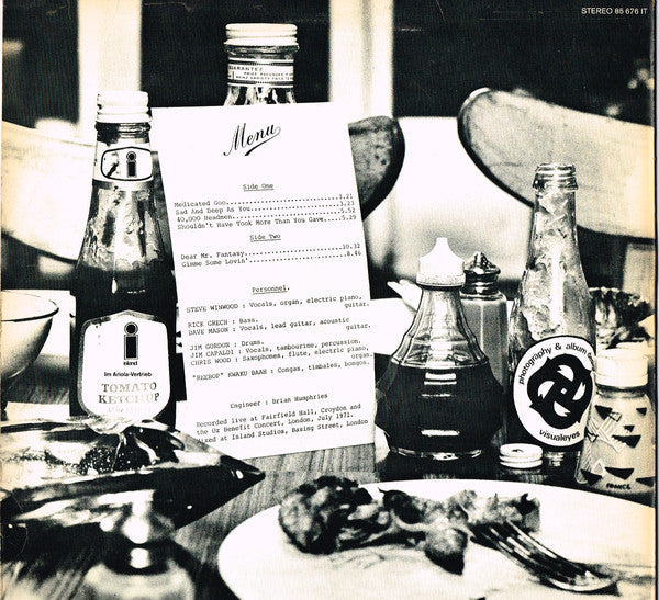 Steve Winwood, Jim Capaldi, Dave Mason, Chris Wood , Rick Grech, 'Reebop' Kwaku Baah*, Jim Gordon - Welcome To The Canteen - LP