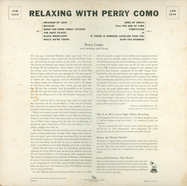 Perry Como - Relaxing With Perry Como - LP