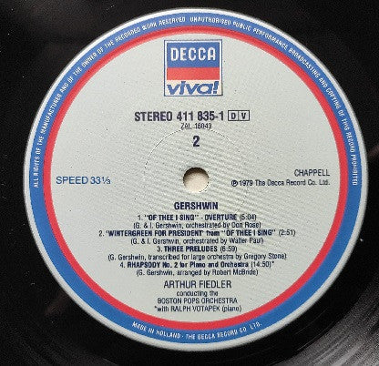 Gershwin*, Boston Pops Orchestra, Arthur Fiedler - Fiedler Conducts Gershwin - LP
