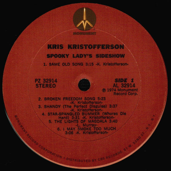 Kris Kristofferson - Spooky Lady's Sideshow - LP