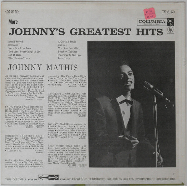 Johnny Mathis - More Johnny's Greatest Hits - LP